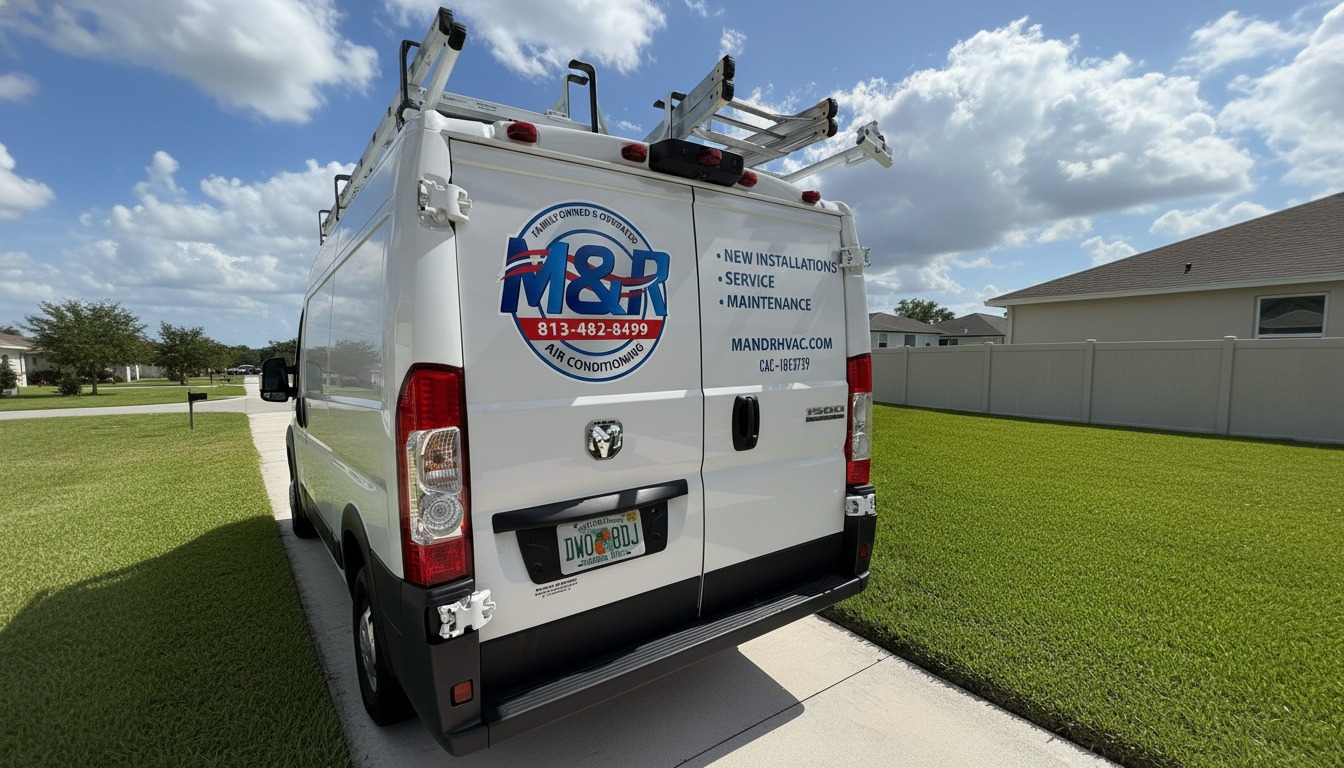 M&R Air Conditioning service van in St. Petersburg, FL